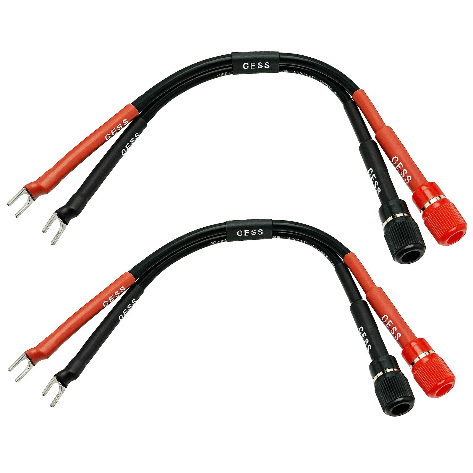 CESS-031S Fork Spade Plug to Binding Post Banana Female Adapter Cable – 2 Pac…