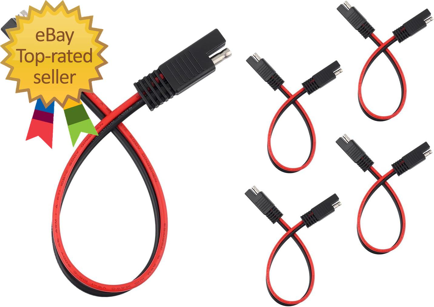 5PCS SAE Connectors Quick Disconnect Wire Harness 2 Pin SAE Plug with 14 Gauge W
