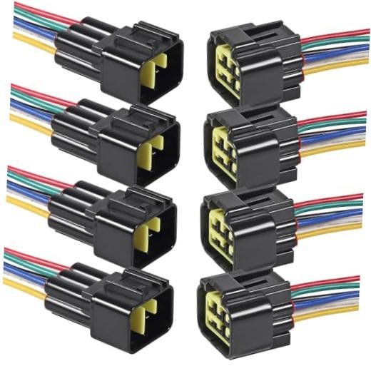 6 Pin Connector Kit 6 Way Waterproof Electrical Connector 4Pair 6Pin Connectors