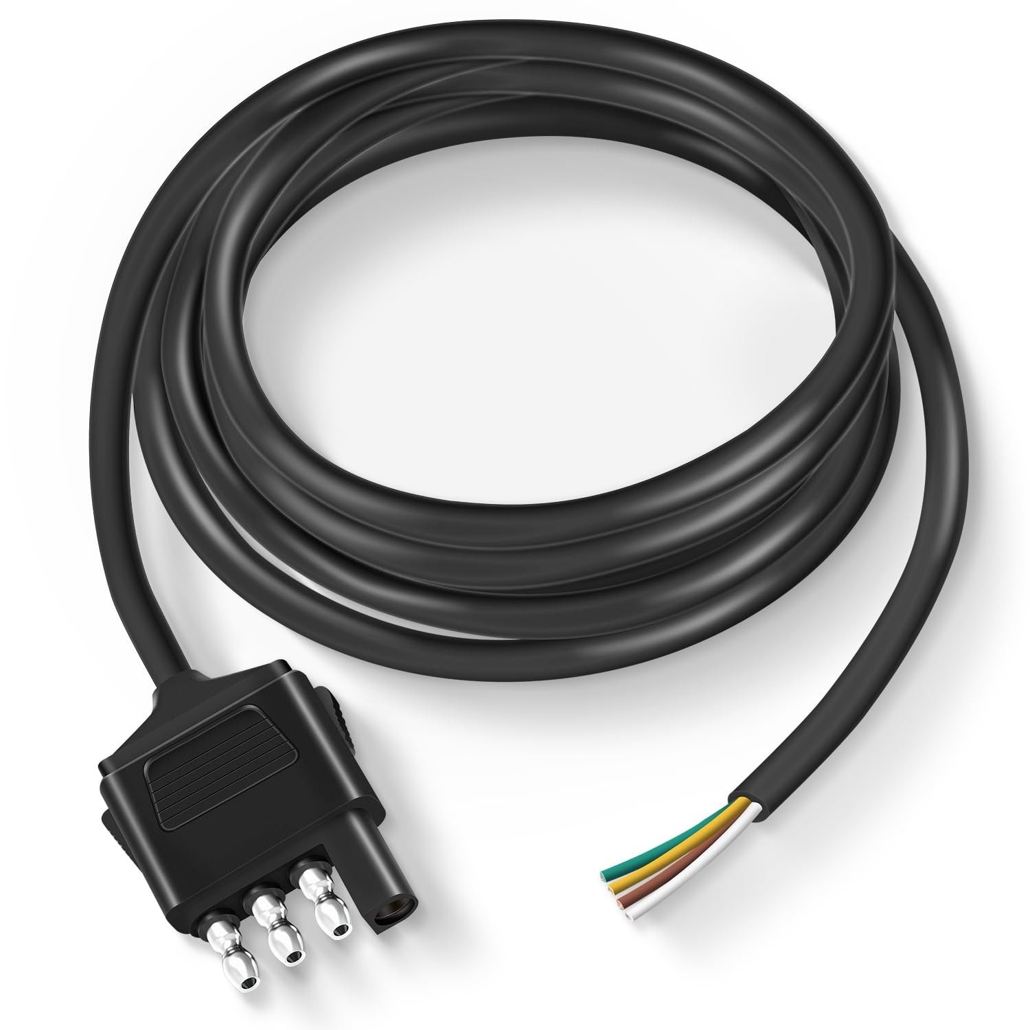 Nilight 4 Way Trailer End Connector 5 Feet Jacketed Cable Heavy Duty 18AWG 4 Pin