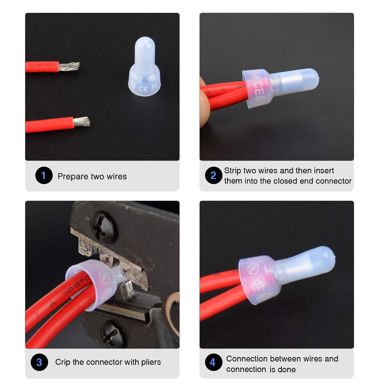 Nilight – 50036R 300PCS Crimp Terminal, 300Pcs Closed End Terminal