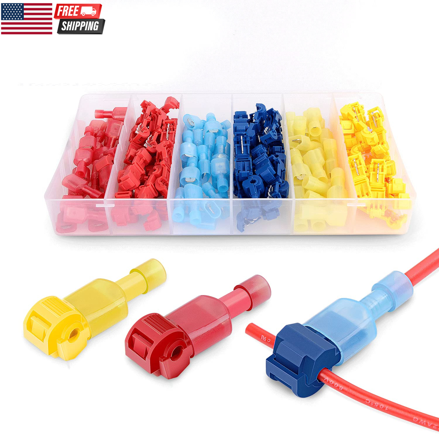 – 50004R 120 Pcs/60 Pairs Quick Splice Wire Terminals T-Tap Self-Stripping with