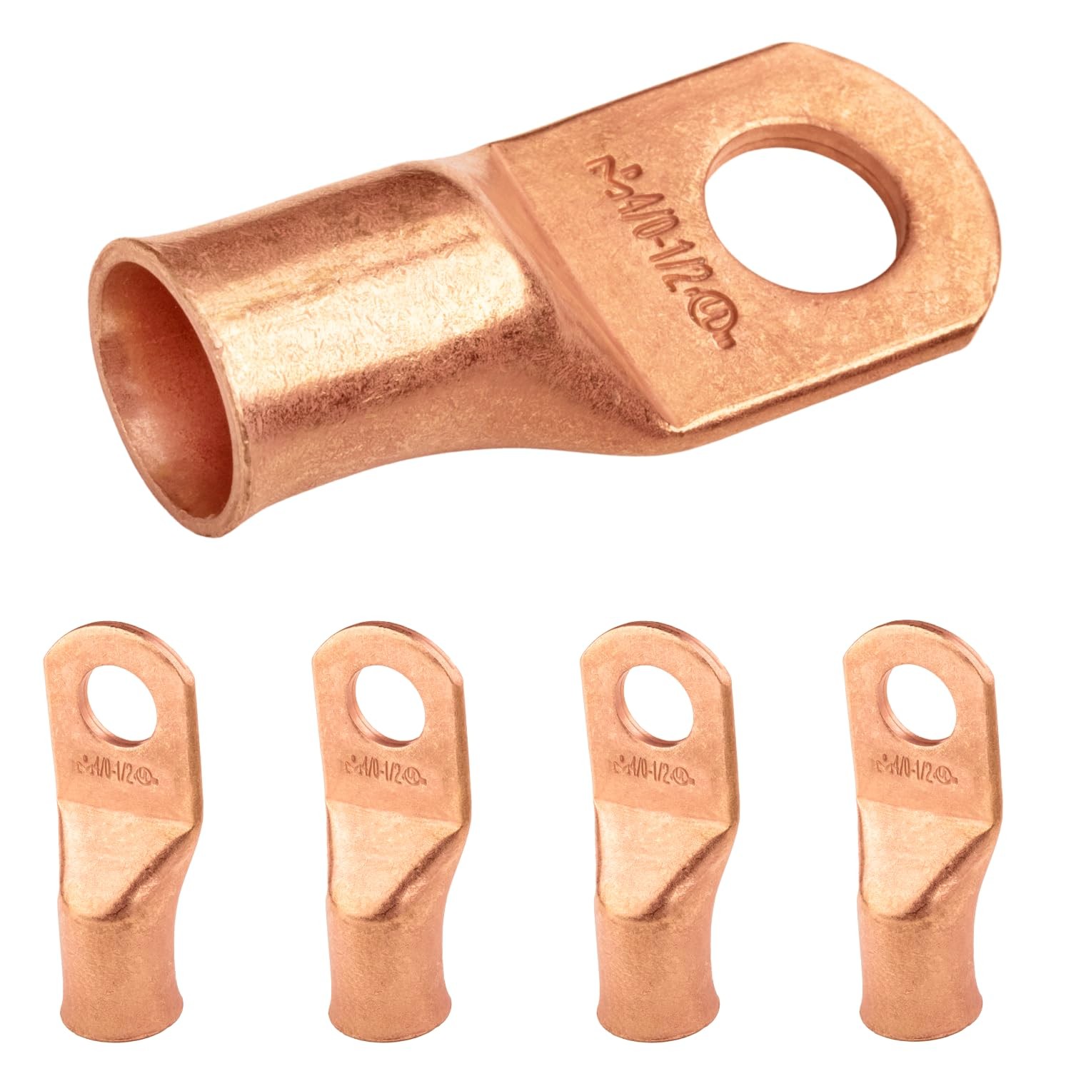 5pcs 4/0 AWG 1/2″ Stud Copper Wire Lugs, Ring Terminals, Battery Cable Ends, …