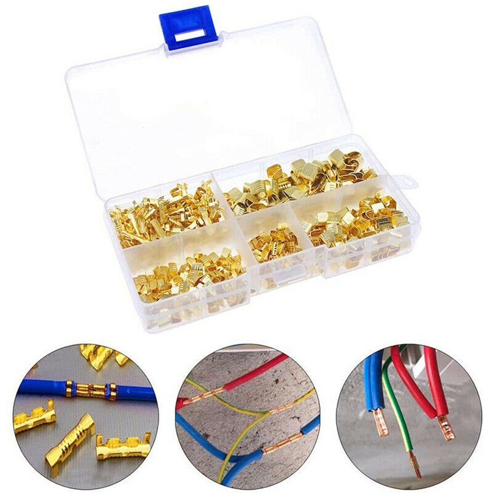 500Pcs U Shape Copper Ring Terminals Non-Insulated Spade Butt Wire Connectors