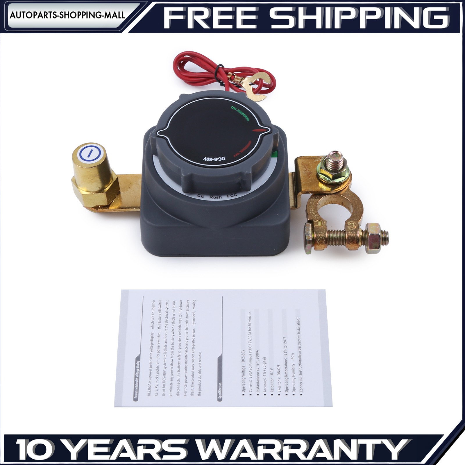 5-80V Battery Power Cut Master Switch Disconnect Isolator On-Off Marine Car RV