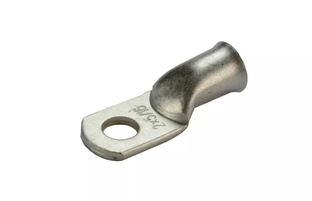 25 Pack 2 AWG 5/16″ Hole Ring Terminal Lug Tin Plated Copper Uninsulated Gauge
