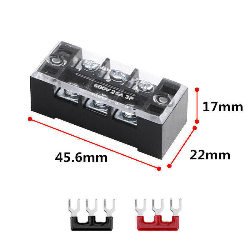 Electric Barrier Block 600V 15A Dual Row 3-12 Position Screws Terminal