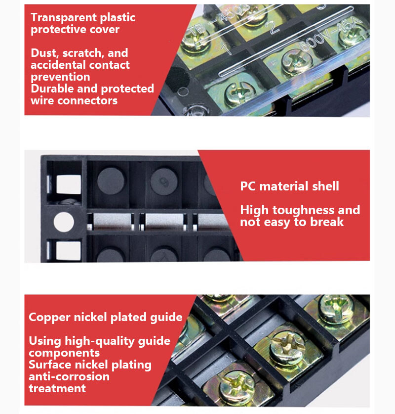 600V 15A 25A Dual Row 3-12 Position Screws Terminal Electric Barrier Strip Block