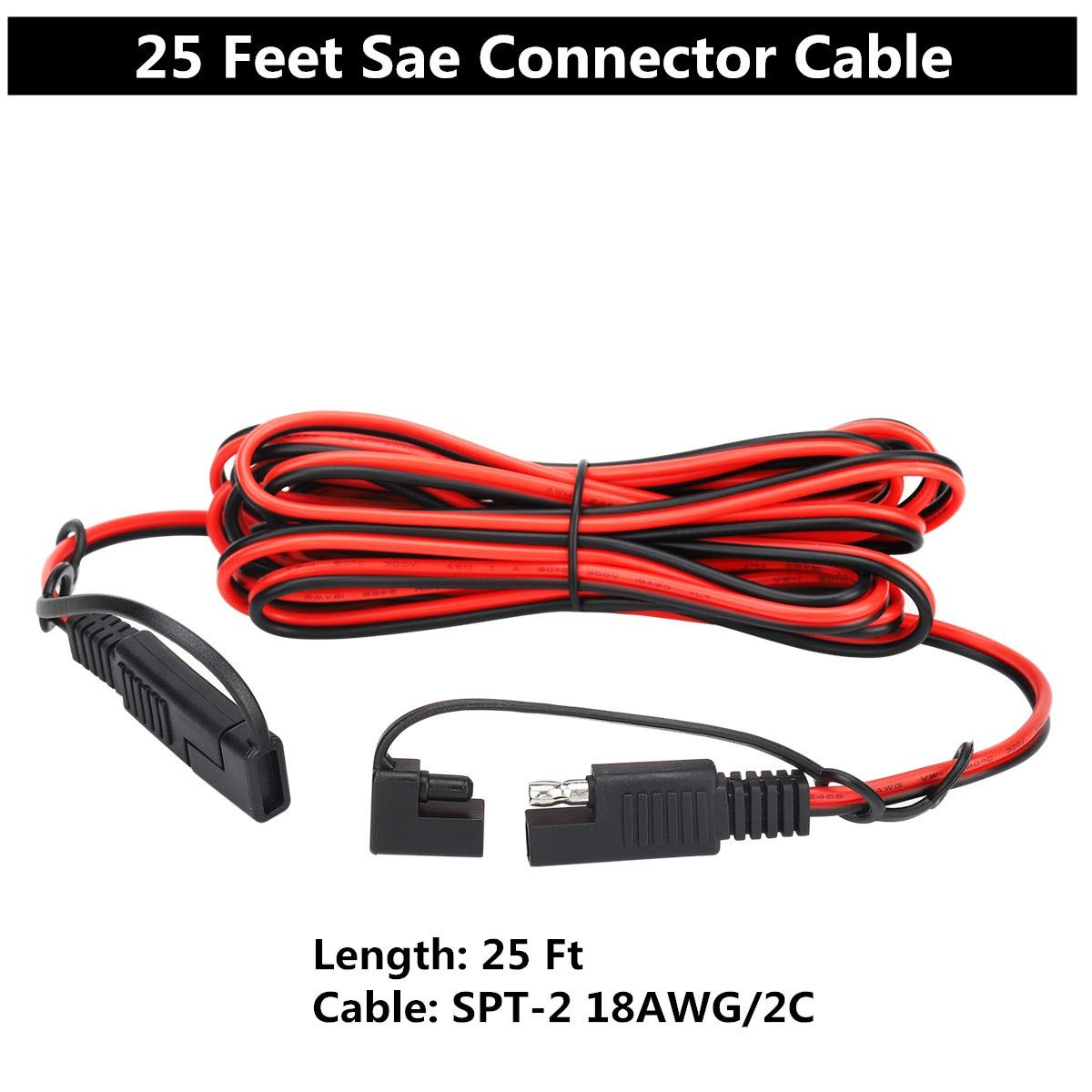 Whrsinlor 25 Foot SAE 2 Pin Quick Disconnect Harness, DC 12V Power Connector …