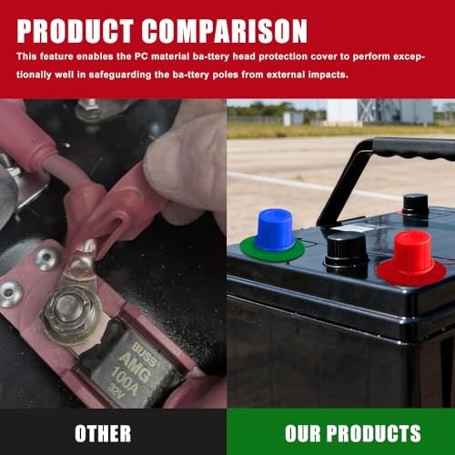 8PCS Car Battery Terminal Cover, Battery Terminal Protector, Positive Red Blue