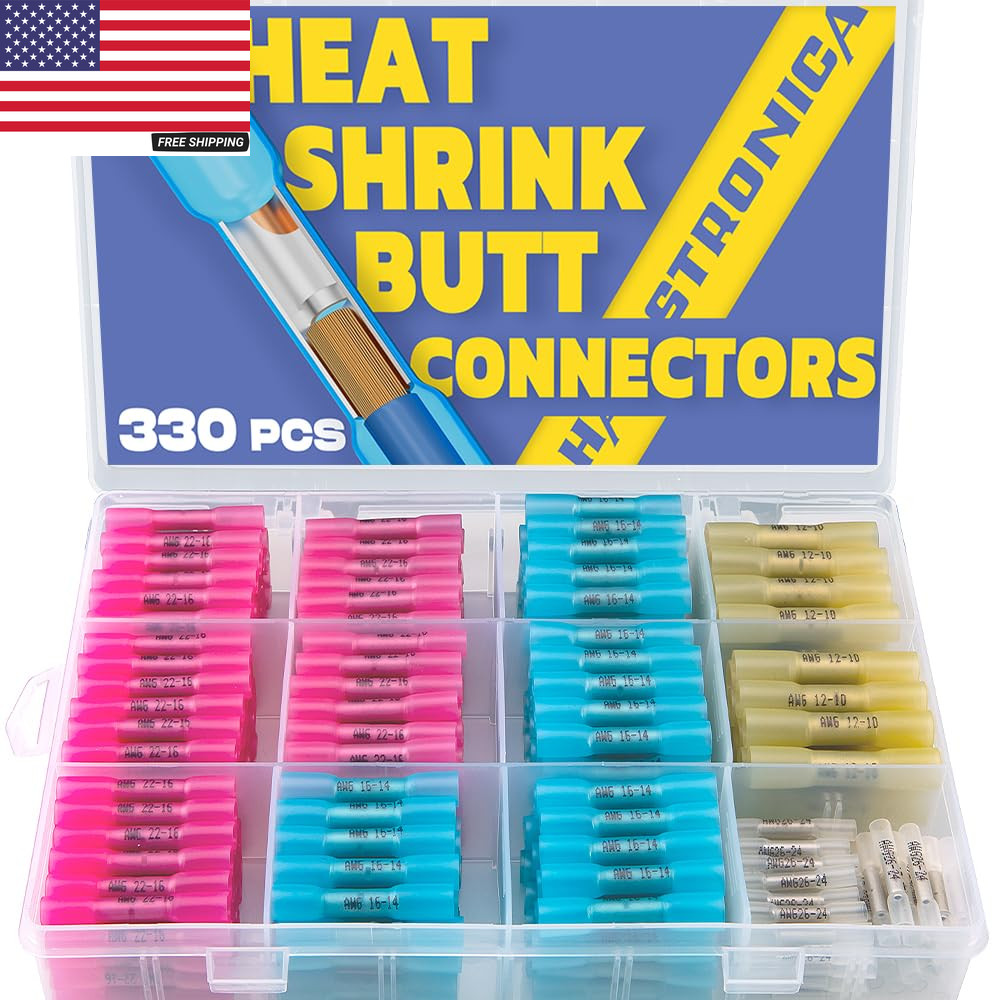 420PCS Heat Shrink Butt Connectors,Waterproof Insulated Electrical Butt Connecto