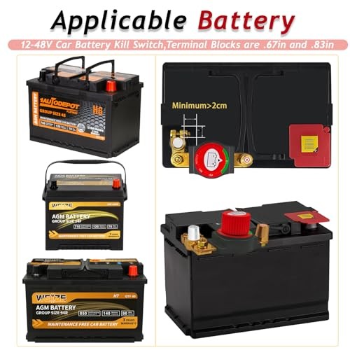 2025 New Top Post Battery Disconnect Switch,12-48V Car Battery Kill Black