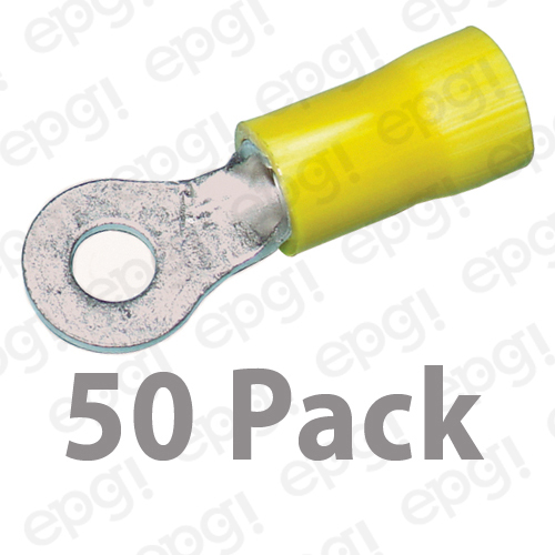RING TERMINAL VINYL #8 YELLOW 10-12 GAUGE #108A-50PK