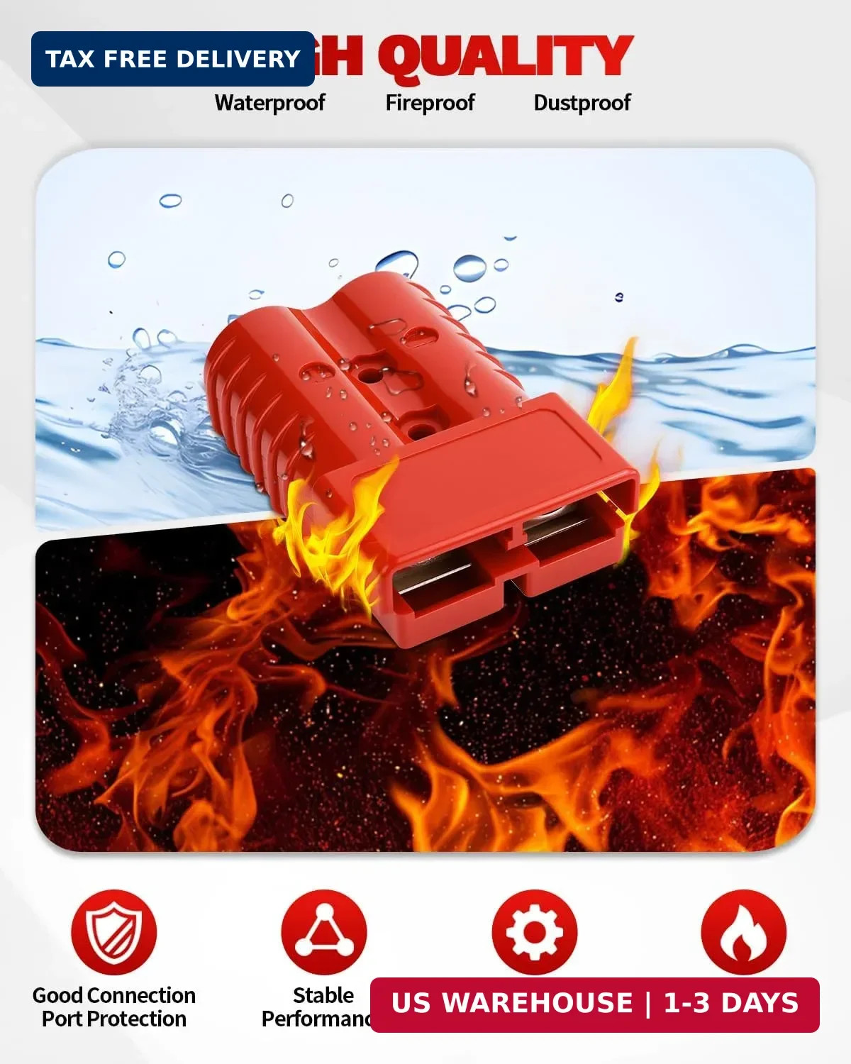 350A-600V Battery Quick Connect/Disconnect with 2/0 AWG, 2 PCS Jumper Cable Plug