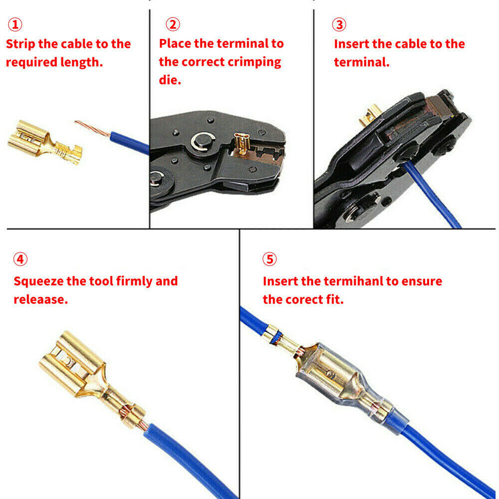 360PCS 2.8/4.8/6.3mm Spade Electrical Wire Connectors Ma/Fe Crimp Terminal/Plier