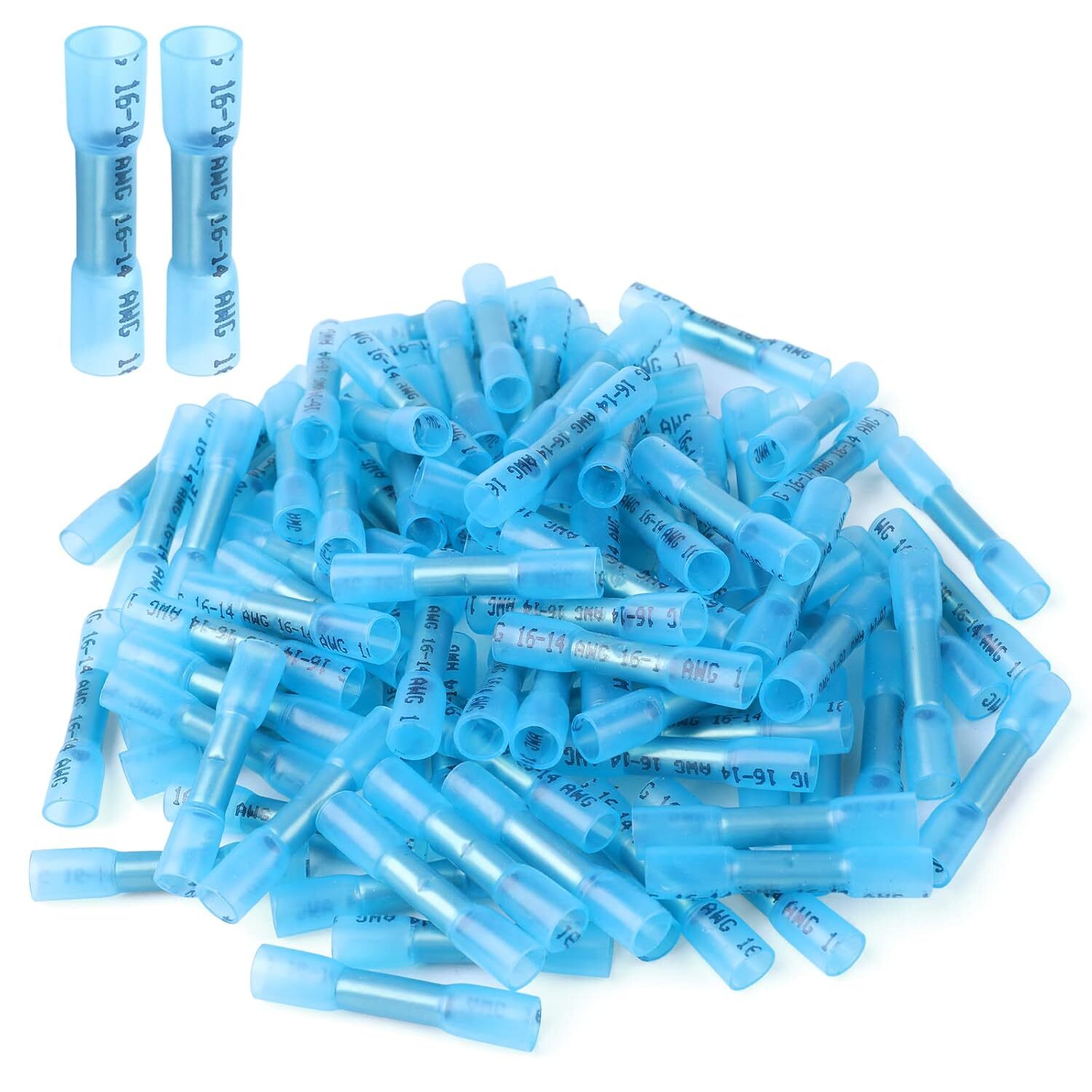 1000Pcs Terminals Blue 14-16AWG Heat Shrink Butt Wire Connectors Waterproof Seal