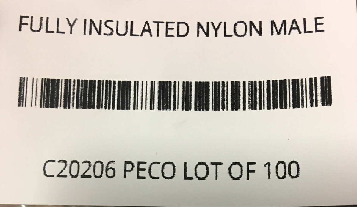 C20206 PECO LOT OF 100 FULLY INSULATED NYLON MALE QUICK DISCONNECT LOT OF 100