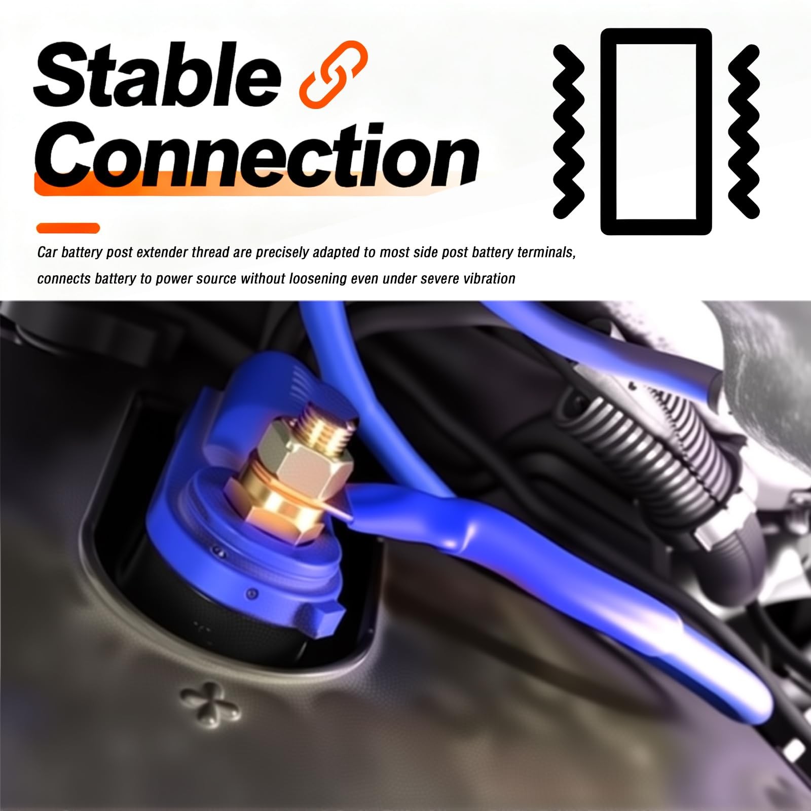 2 Set Side Post Battery Terminal Extension Bolt with Nuts,3/8″-16 Coarse and 3/8