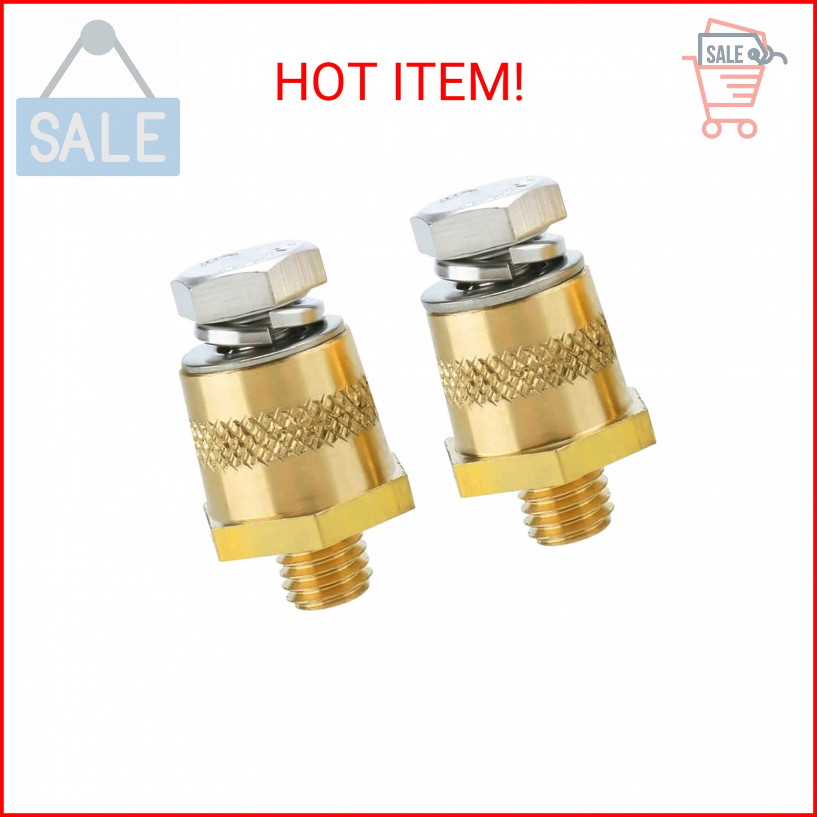 Ampper 3/8″-16 Thread Male Brass Side Post Battery Terminal Charging Posts, Stan