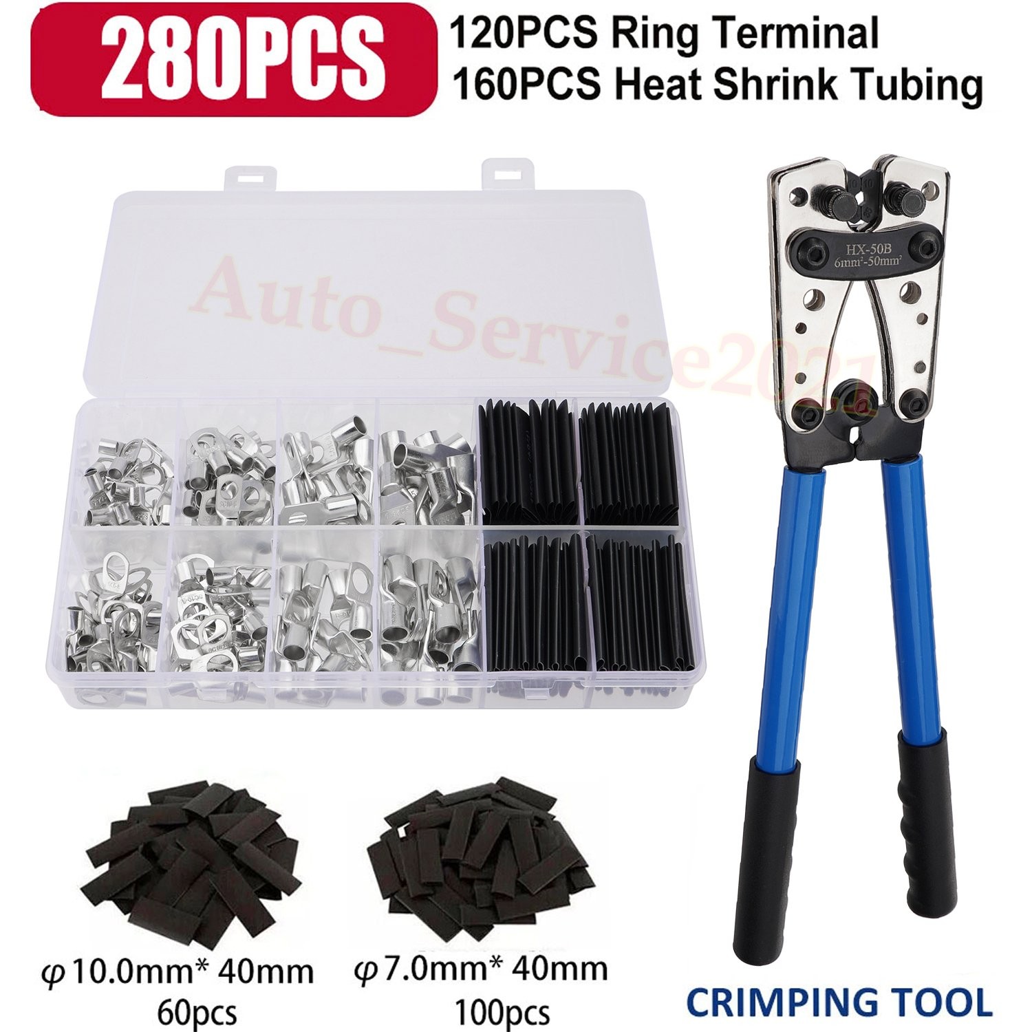 280PCS Copper Battery Ring Crimp Electrical Wire Connectors Cable Lug Terminals