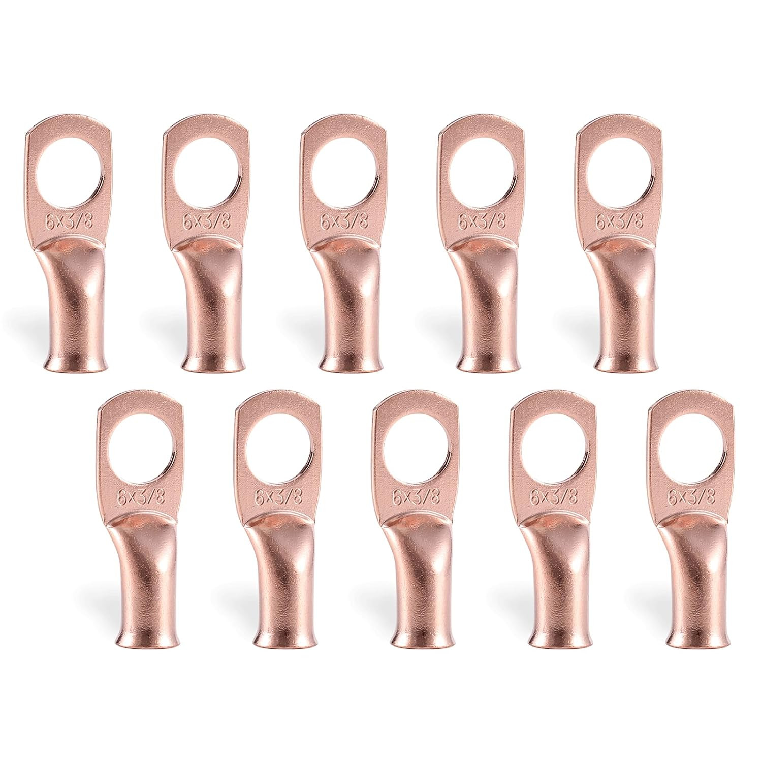 1/0 AWG (0 Gauge) 1/2″ (M12) Copper Ring Terminals, 10 Pcs Heavy Duty Battery C