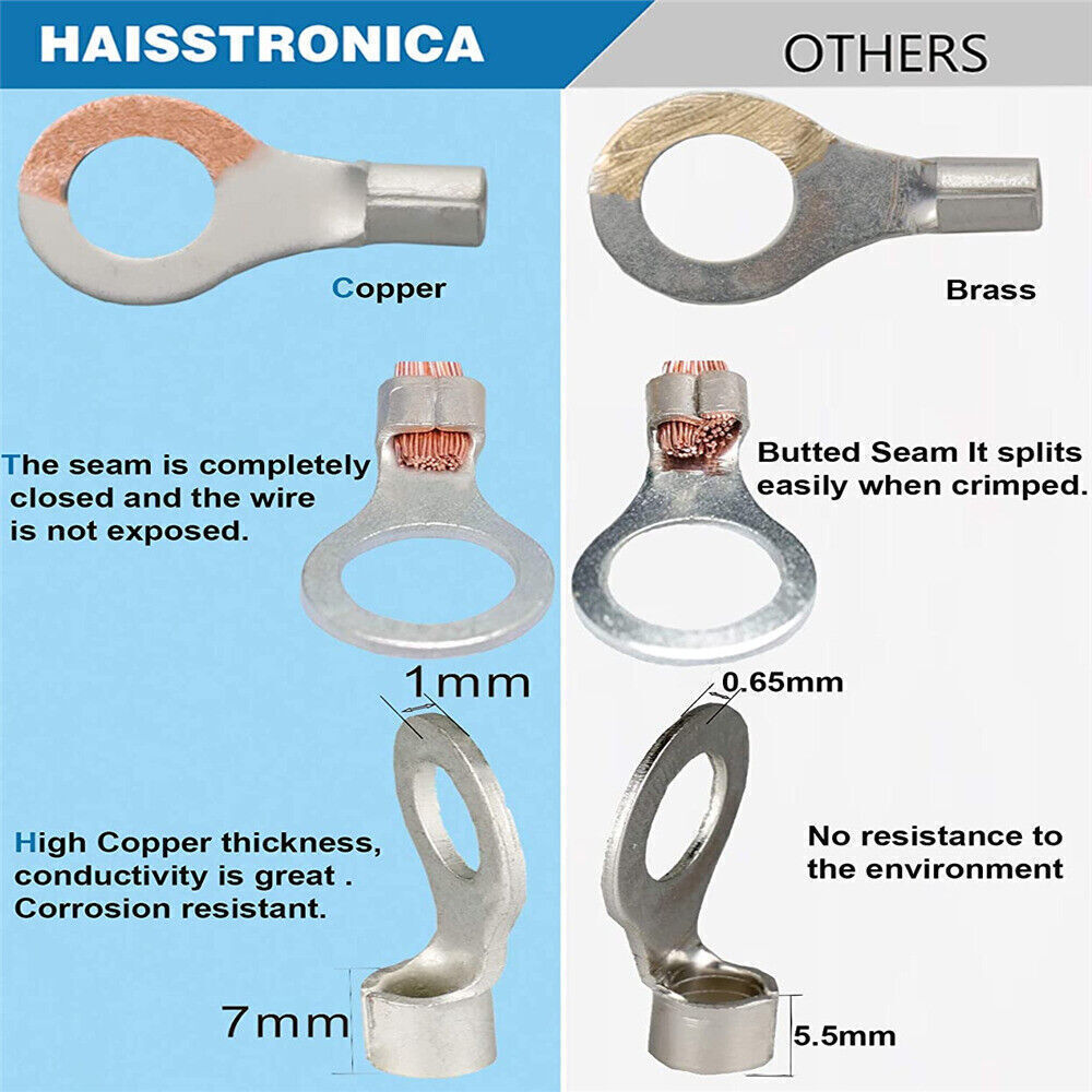 50x Wire Crimp Connectors Waterproof Heat Shrink Ring Terminals M5 M6 M8 M10 US