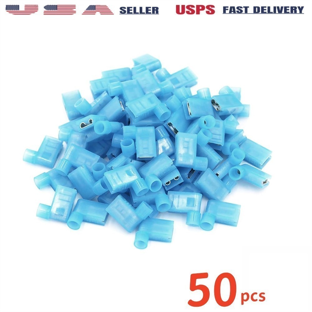 50pcs 16-14 AWG 90 Degree Nylon Flag Spade Female Insulated Terminals Connector