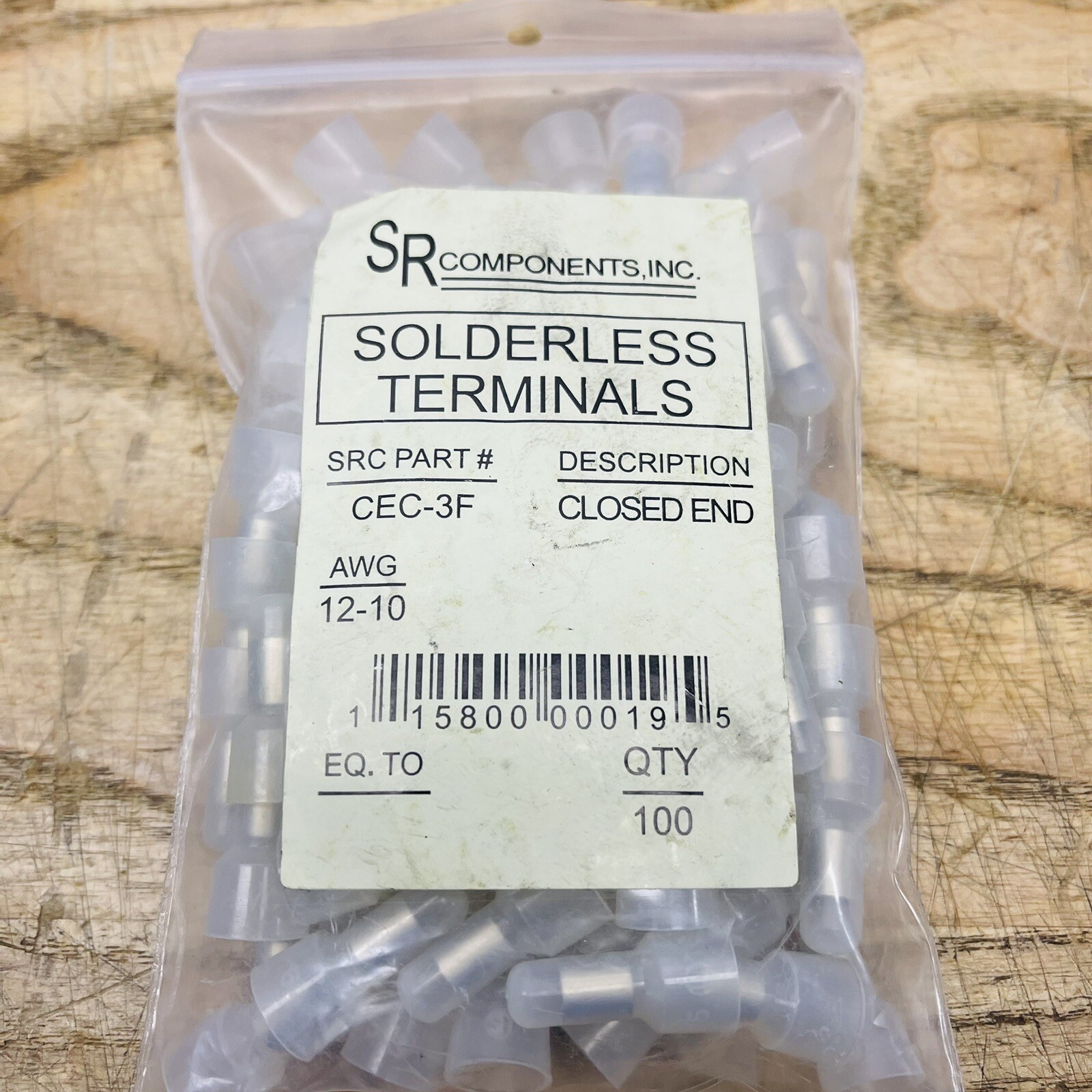 CLOSED END CAPS CONNECTOR 100 PCS CEC-3F CRIMP, 12-10 AWG