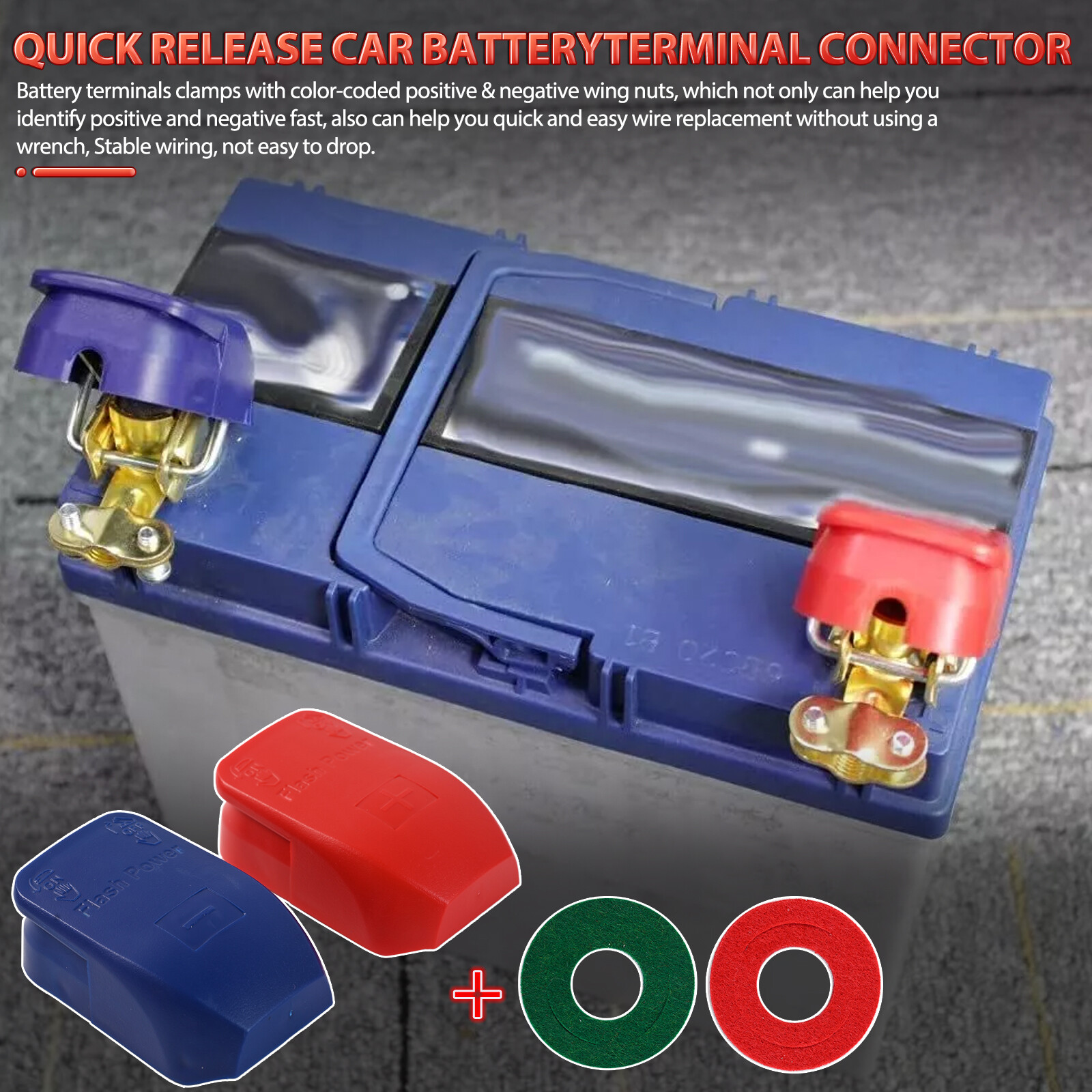 Car Battery Terminal Connectors 2PCS Quick Release Disconnect Negative Positive/