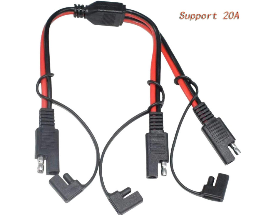 Marine 20A 14AWG Y Splitter 1 to 2 SAE 11.8″ Extension Cable