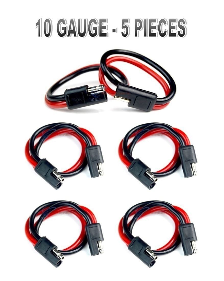 5 pack 12″ 10 Gauge 2 Pin Quick Disconnect Audiopipe Polarized Wire Harness