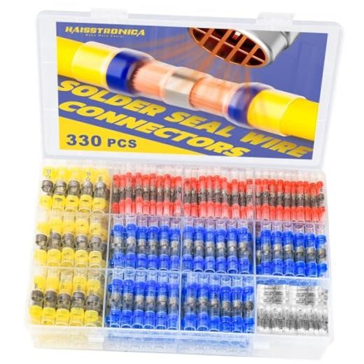 Solder Seal Wire Connectors Kit, 4 Colors/4 Sizes | 26-10 AWG, Wire 330PCS