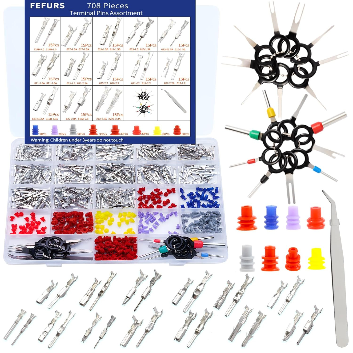 708PCS Car Electrical Wire Terminal Pins Connectors Kit Terminal