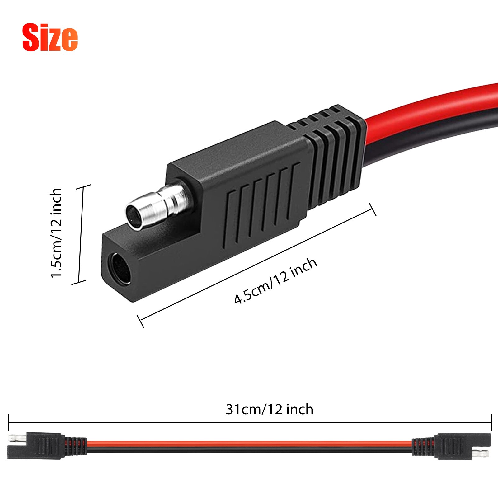 5x 12″ 2 Pin Quick Disconnect 14 Gauge Polarized Molded Connectors Power Cable