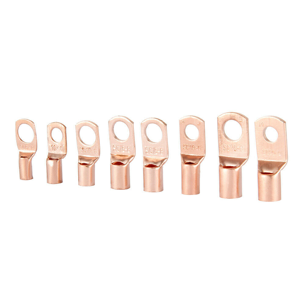 100X Car Copper Ring Terminal Battery Cable Lug Crimp Electrical Wire Connectors