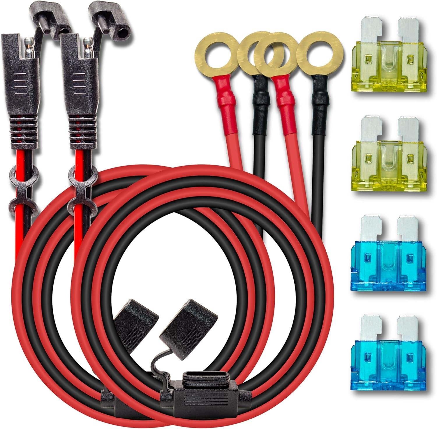 2 Pcs 10AWG 2FT Charger Cable, SAE to O Ring Terminal Quick Disconnect Harness,