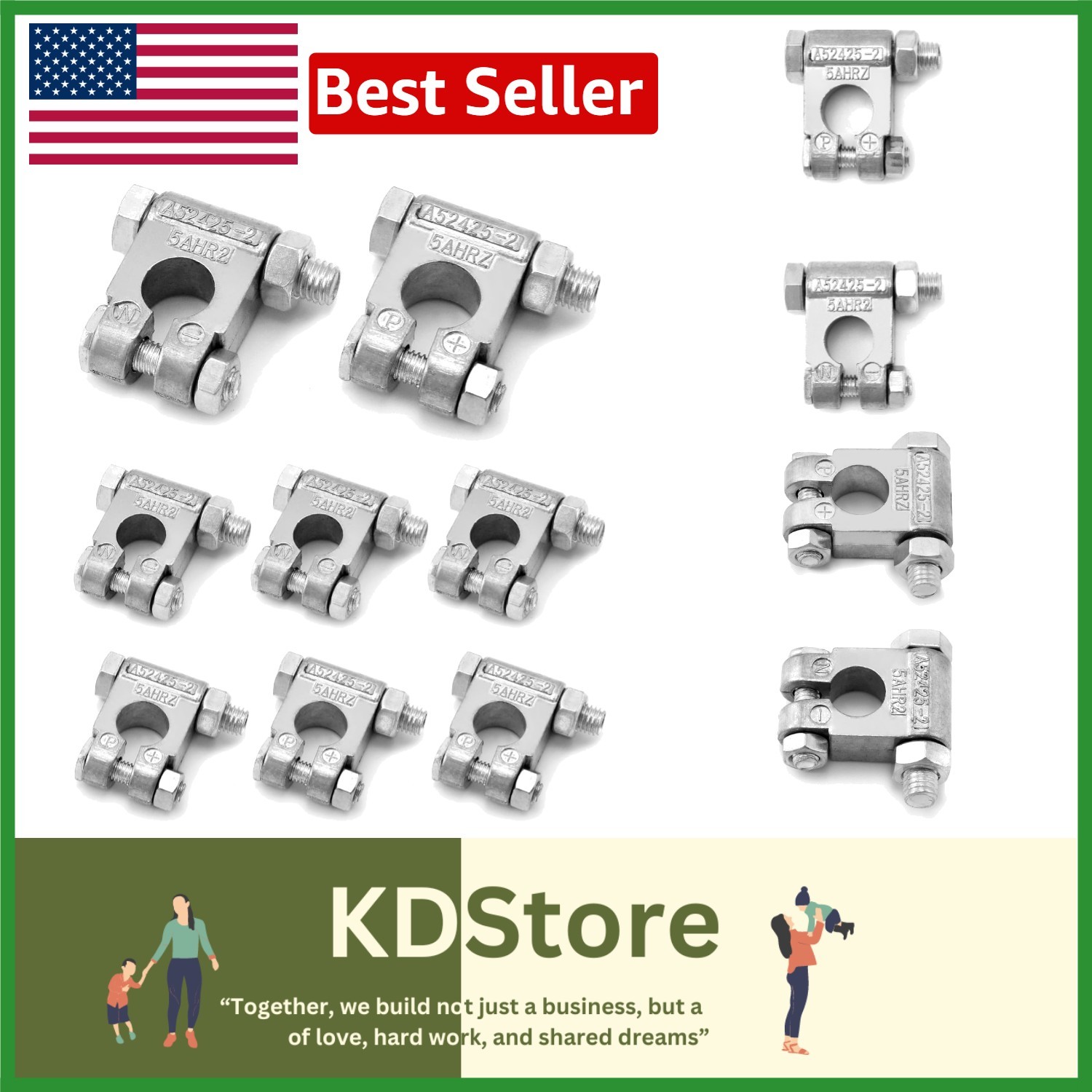 4 Pairs Battery Terminals – Positive/Negative Connectors for RVs & Boats
