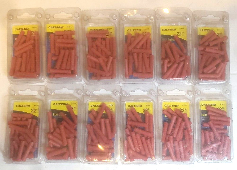 264 pc CALTERM 18-22 AWG RED INSULATED WIRE CRIMP BUTT CONNECTOR SPLICE TERMINAL