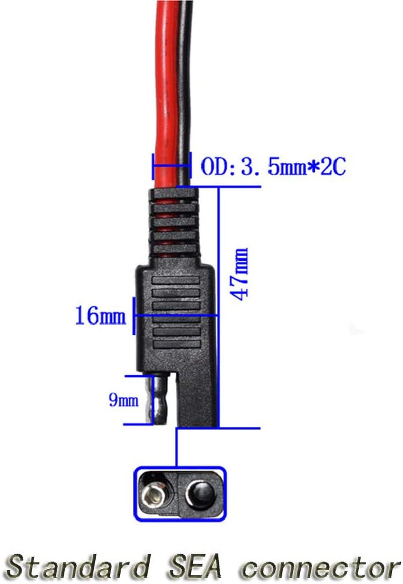 14AWG SAE DC Power Automotive Connector Cable Y Splitter 1 to 2 SAE Extension Ca