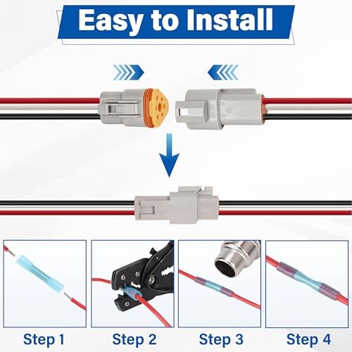 3 Kits Deutsch DT 3 Pin Wiring Harness Connector, Deutsch Male 3Pin 3 Sets-Grey