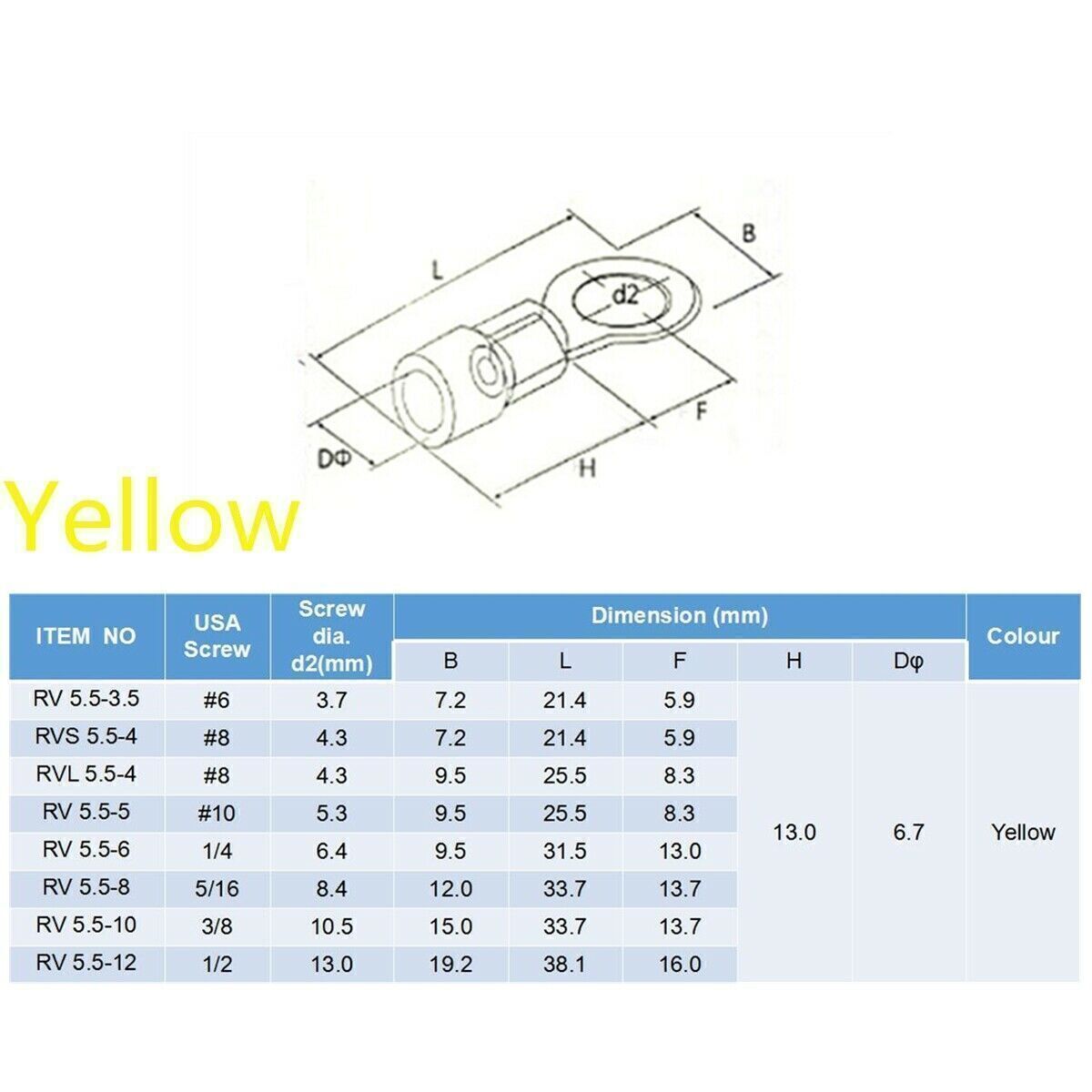 Insulated Ring Electrical Wire Connectors Splice Spade Crimp Terminals 22-10AWG
