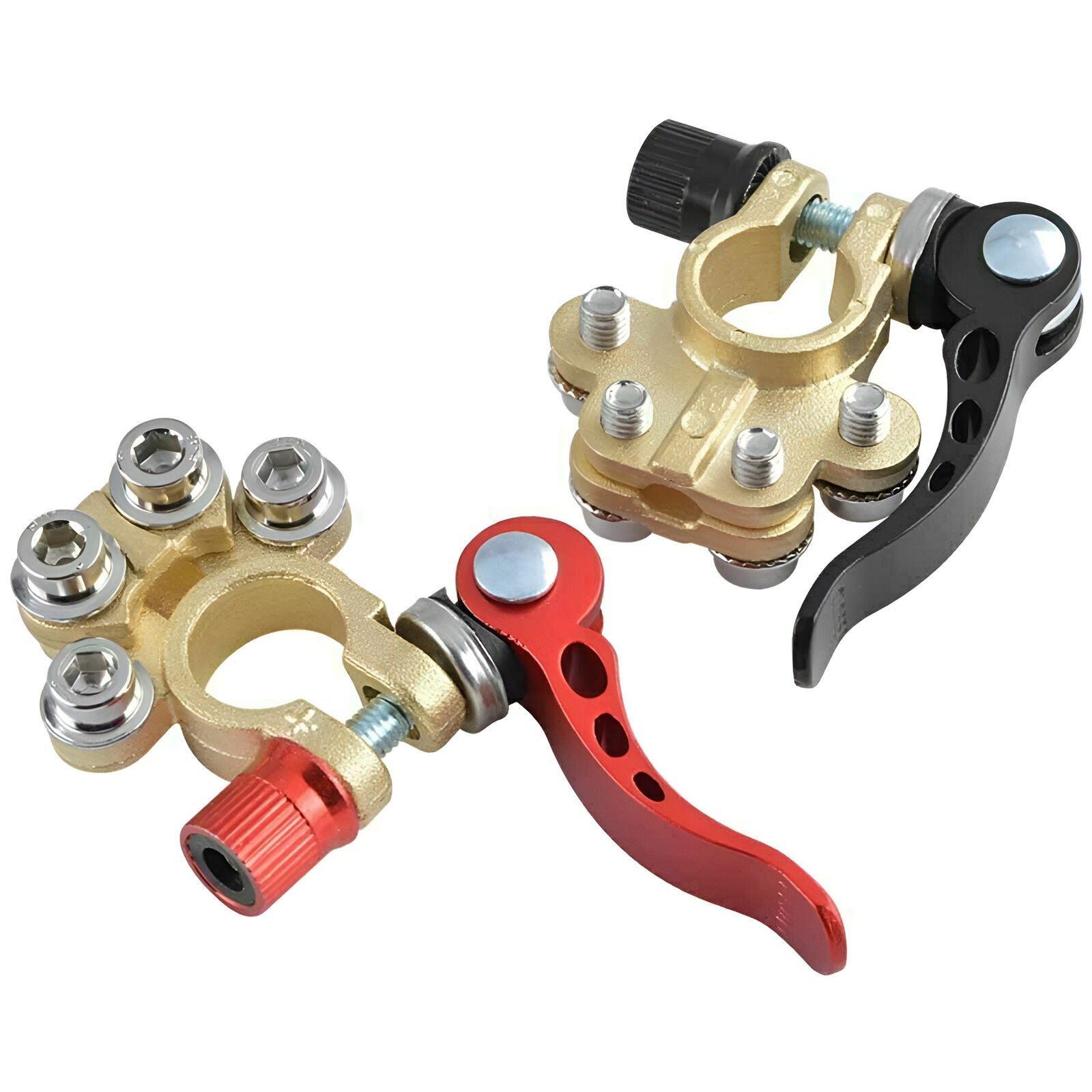 2PCS 4 Way Car Battery Terminal Clamp Connectors Quick Release Disconnect Tool