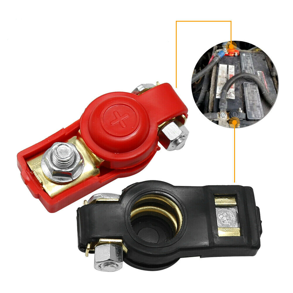 2 Car Battery Terminal Connector Positive Negative Post Heavy Duty Clamp Clip