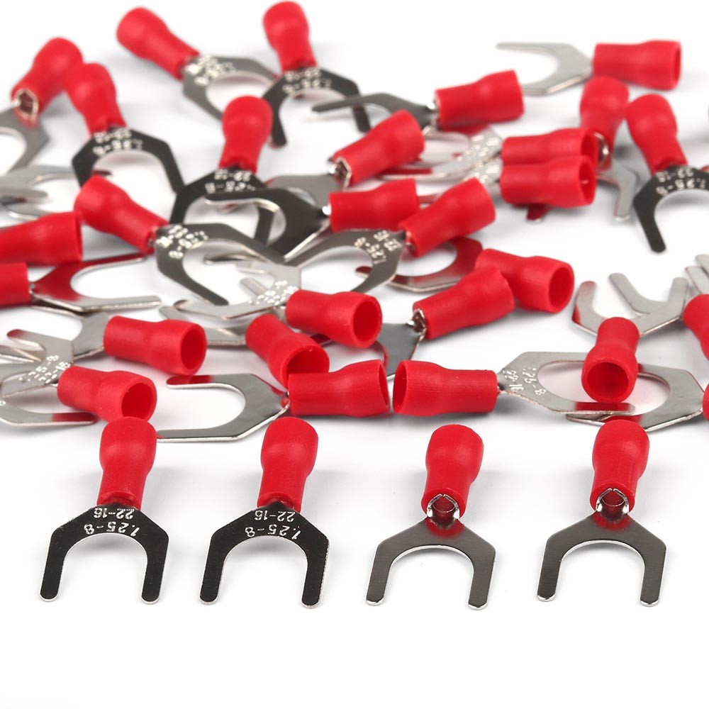 22-16 AWG Wire Cable Connector Insulated Fork Spade Terminal 5/16″ Red 50/100PCS
