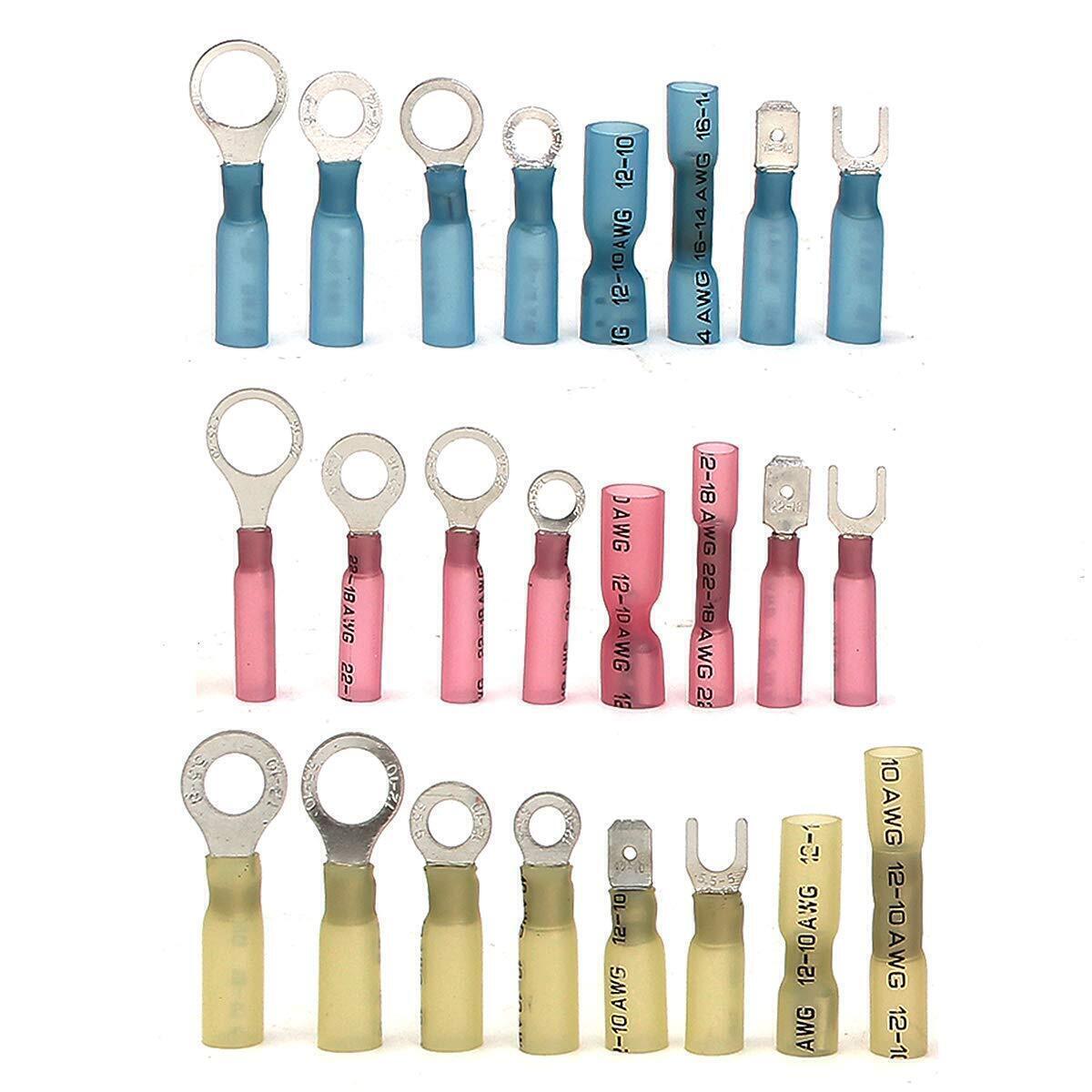 Heat Shrink Wire Connectors Electrical Ring Fork Spade Crimp Terminals Kit