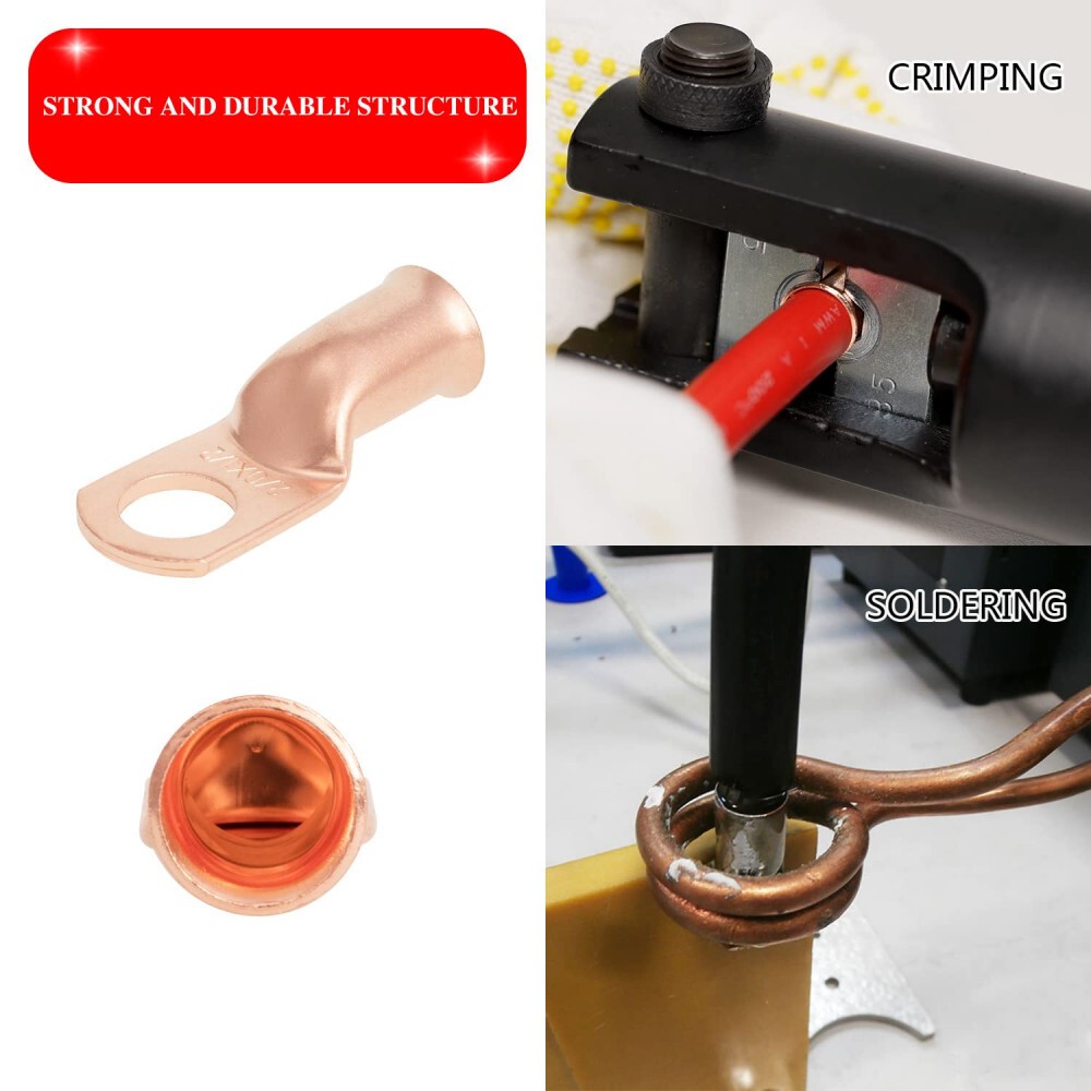 Copper Ends Lugs Crimp Ring Battery Terminals Gauge 4/0AWG Cable Wire Connectors