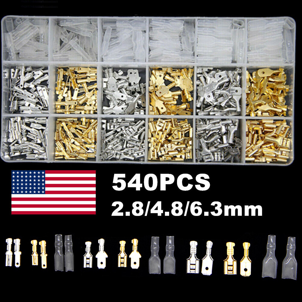 540X Assortment Male Female Spade Terminals Electrical Wire Crimp Connectors Kit
