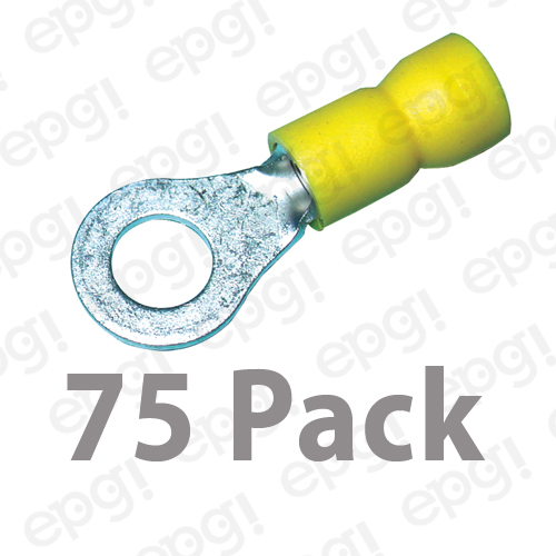 RING TERMINAL VINYL 1/4″ YELLOW 10-12 GAUGE #108B-75PK