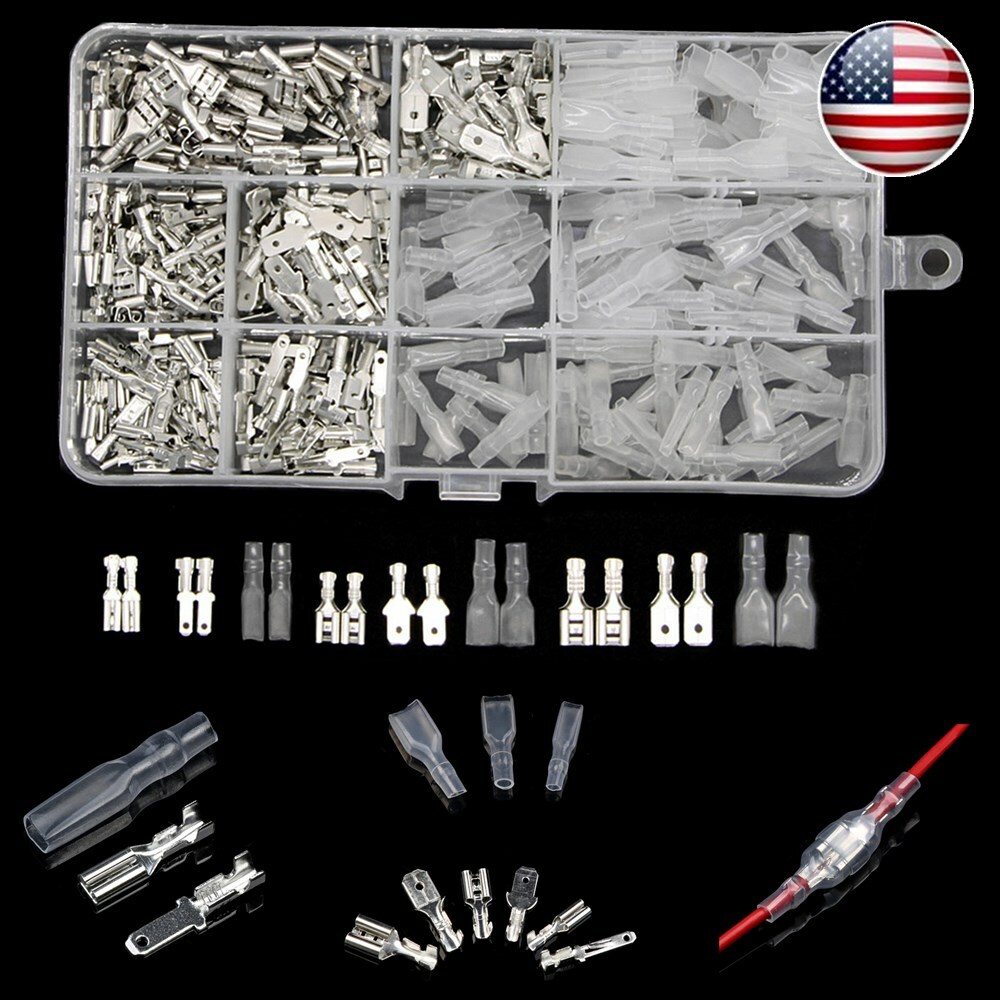 900X Assortment Terminals Kit Electrical Wire Crimp Connectors Male Female Spade