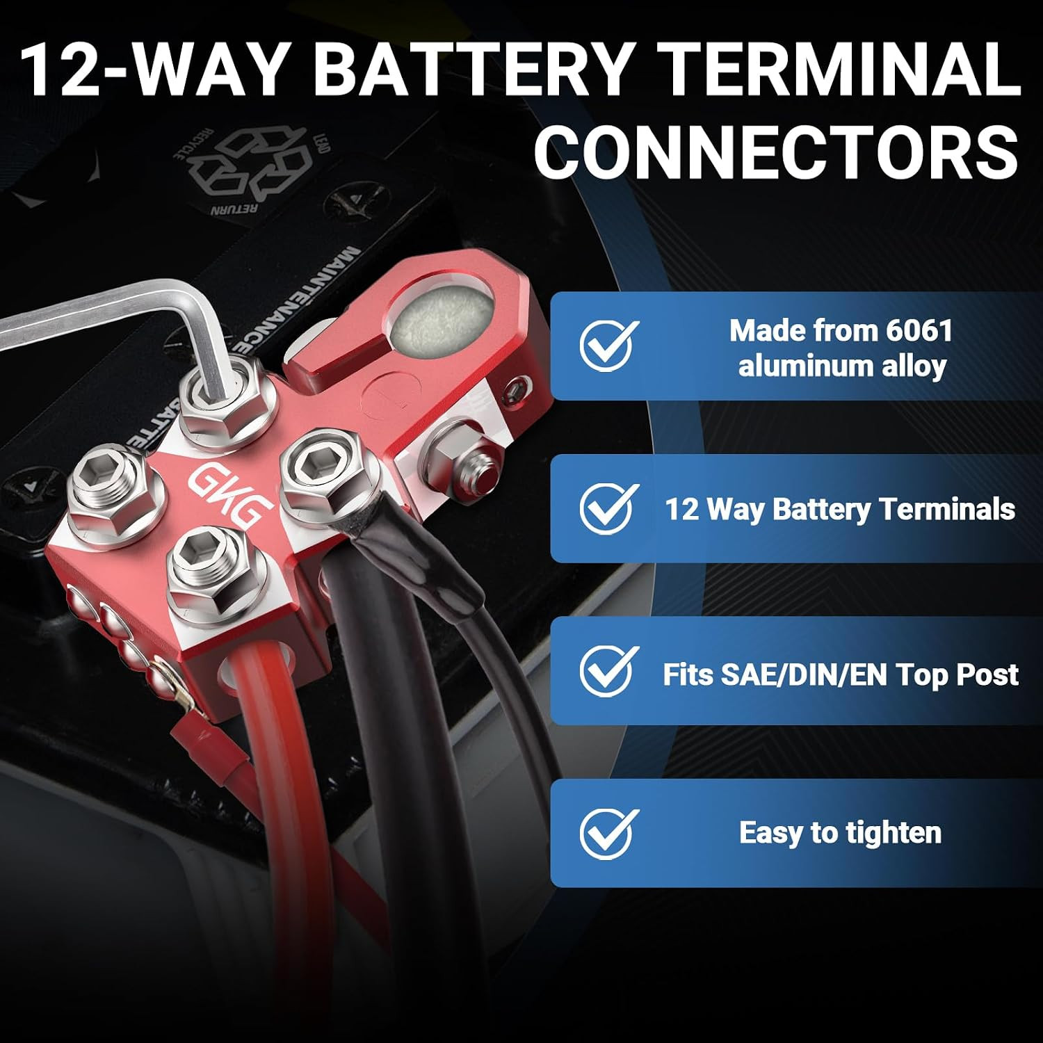 2 Pcs Lead Acid Battery Terminal Connectors, 12 Way Battery Terminal Clamps with